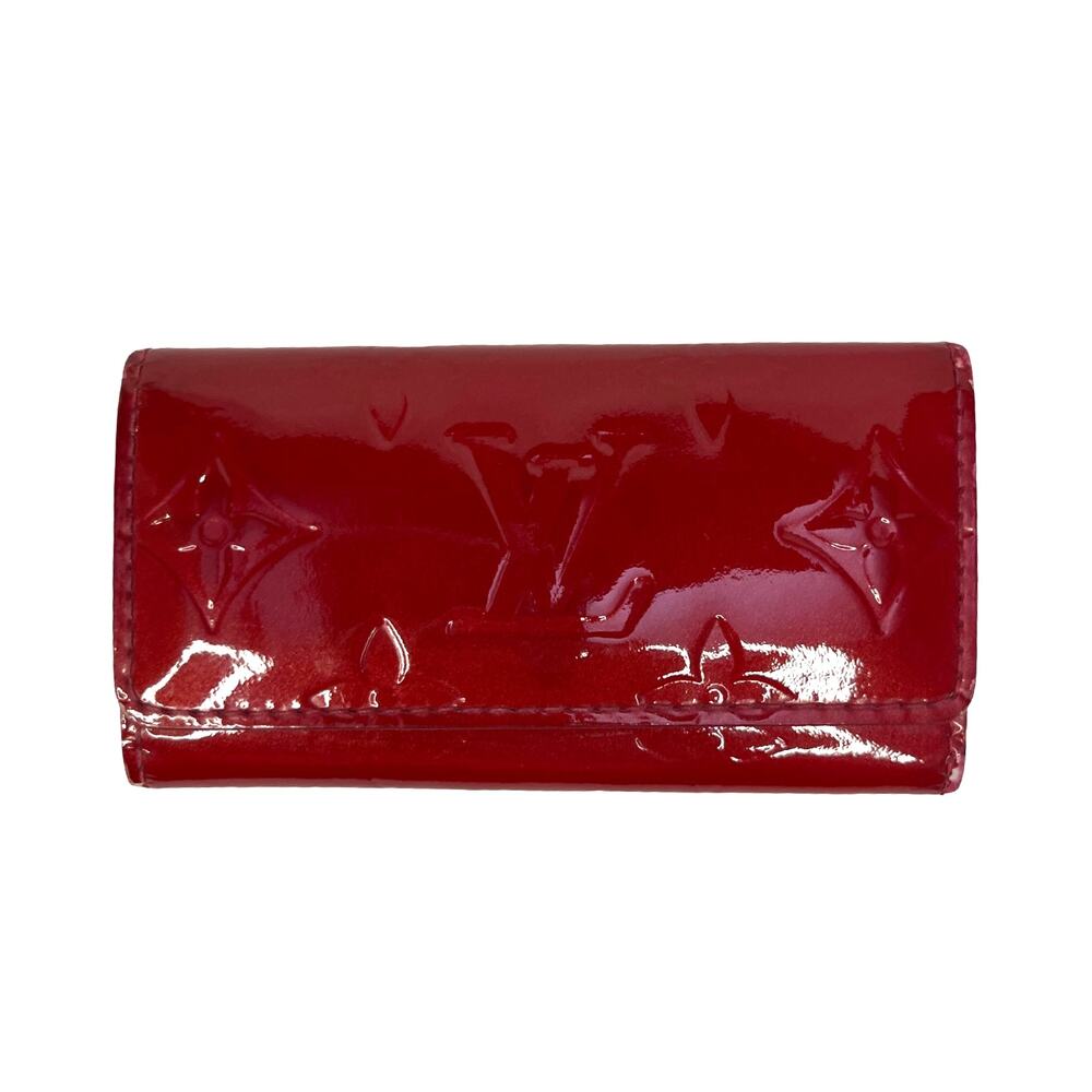 Louis Vuitton Vernis Red 4 Key Holder Case Wallet Patent Leather Monogram Spain